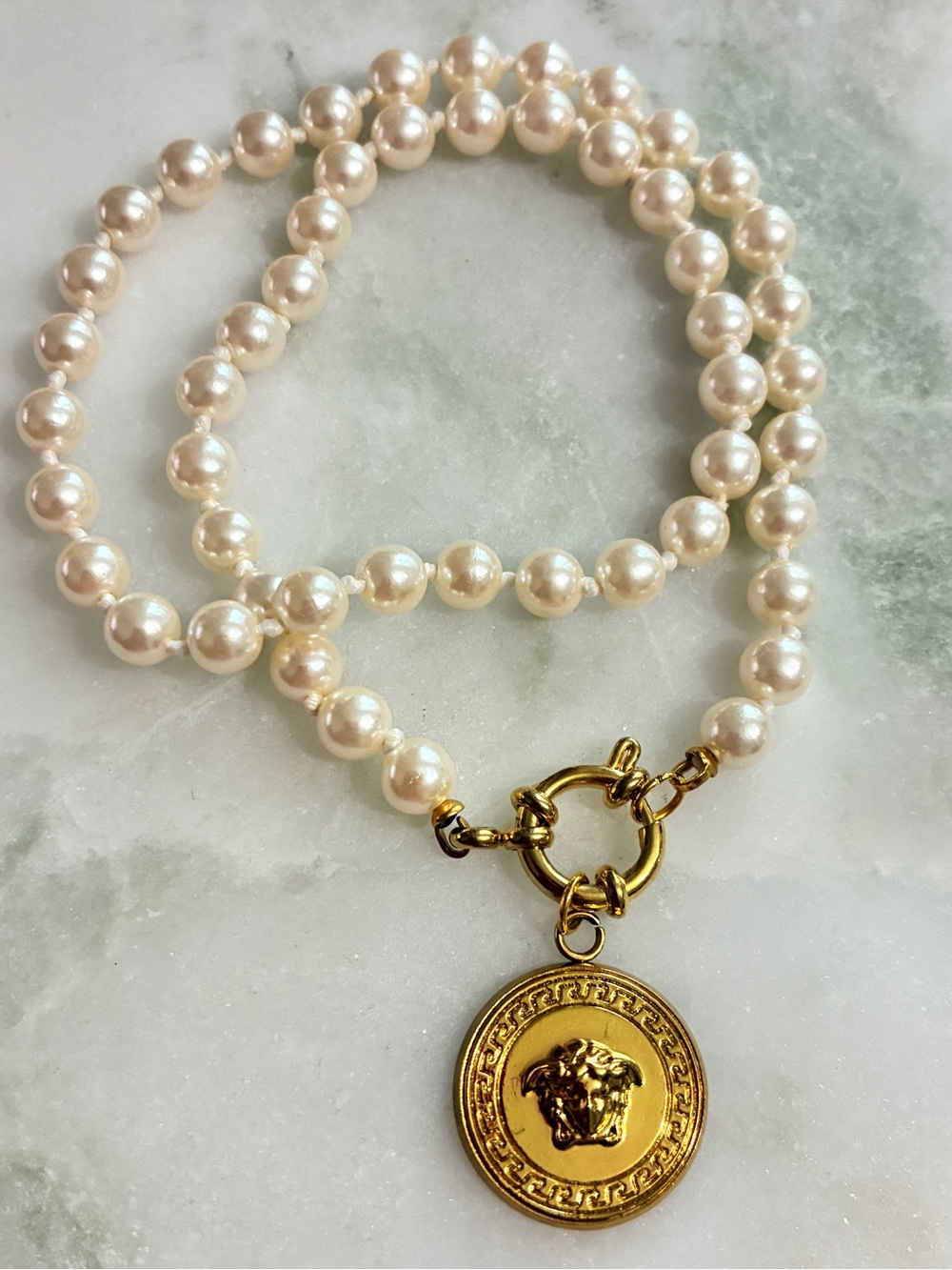 Versace Medusa Button Necklace / Bracelet Upcycled